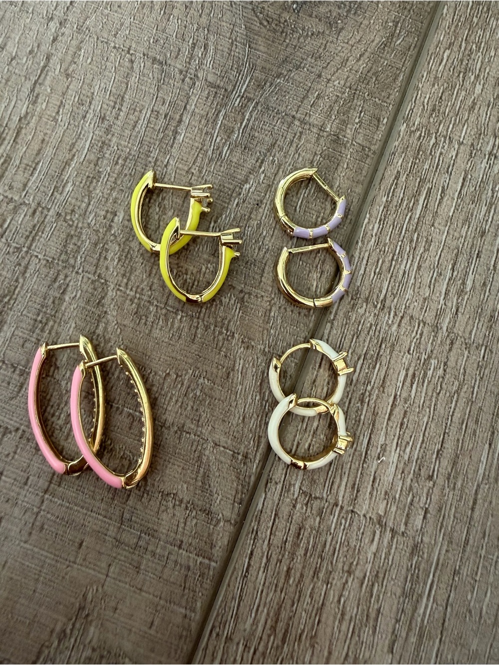 Gold-filled Enamel Hoop Earrings set of 4
